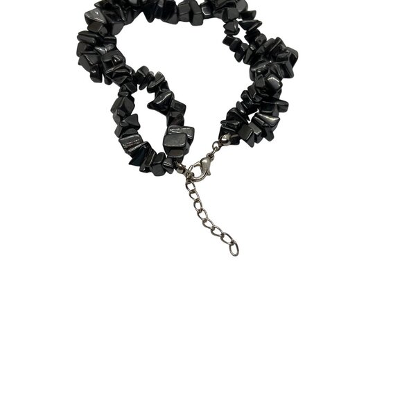 Hematite Chip Bracelet 2 Strands Twist Adjustable 7 3/4" - 10" - Picture 3 of 4